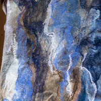 Cobalt and Clay Nuno Felted Shawl