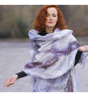 Lilac Marble Nuno Felted Shawl