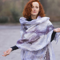 Lilac Marble Nuno Felted Shawl