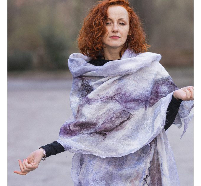 Lilac Marble Nuno Felted Shawl