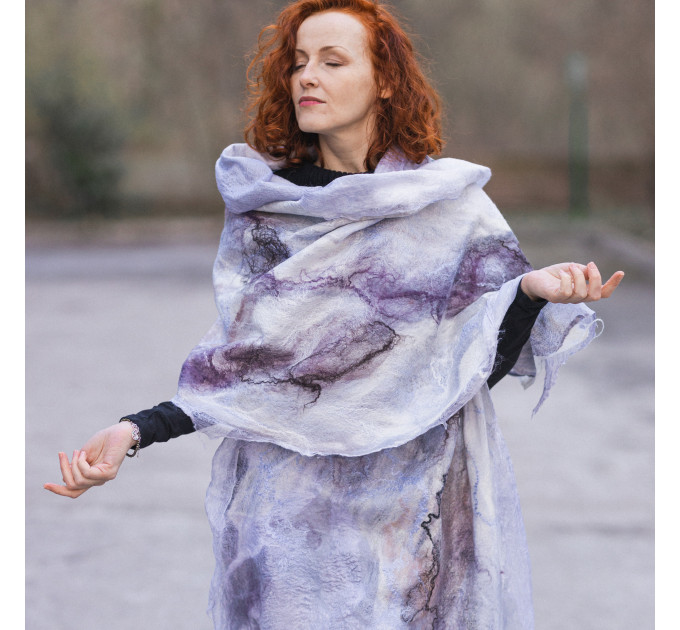 Lilac Marble Nuno Felted Shawl