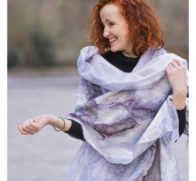 Lilac Marble Nuno Felted Shawl