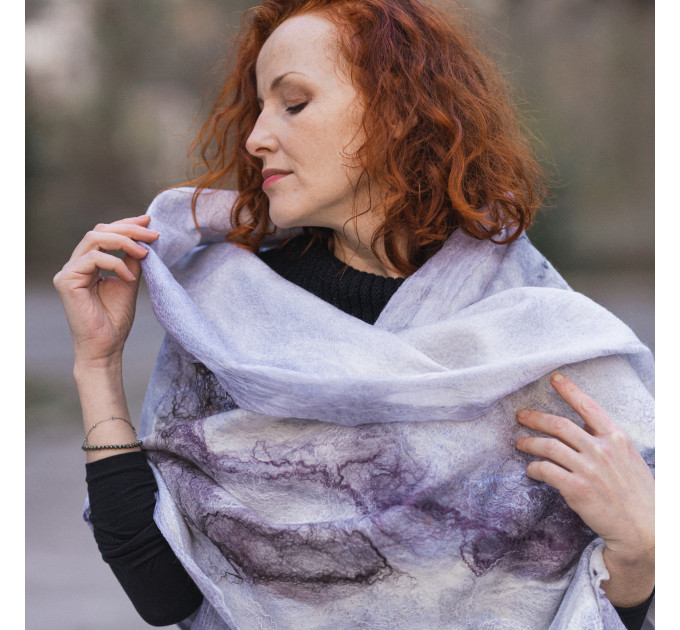 Lilac Marble Nuno Felted Shawl