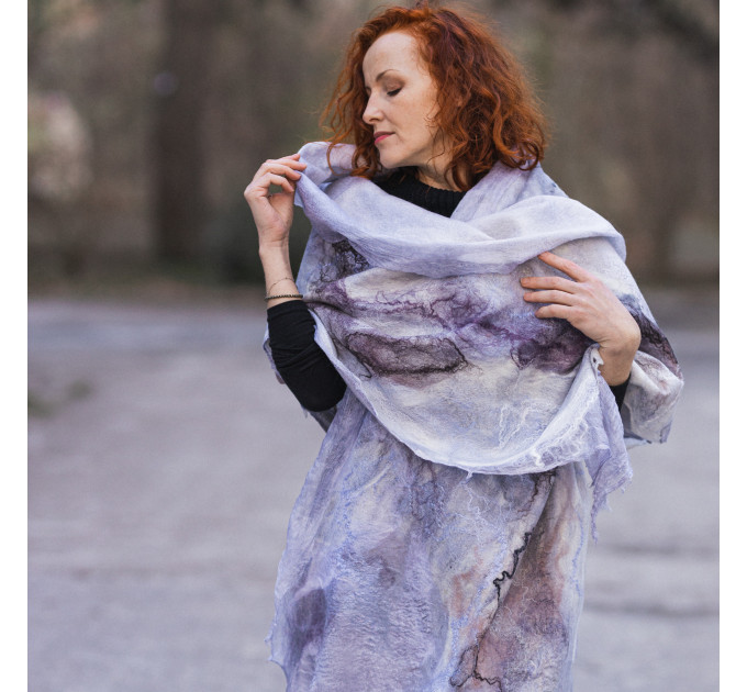 Lilac Marble Nuno Felted Shawl