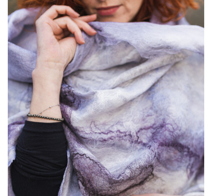 Lilac Marble Nuno Felted Shawl