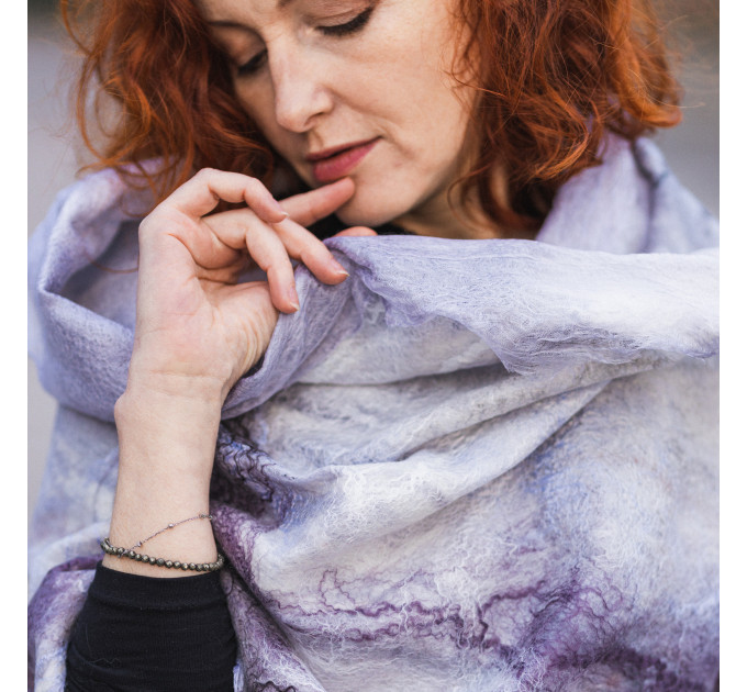 Lilac Marble Nuno Felted Shawl