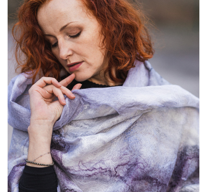 Lilac Marble Nuno Felted Shawl