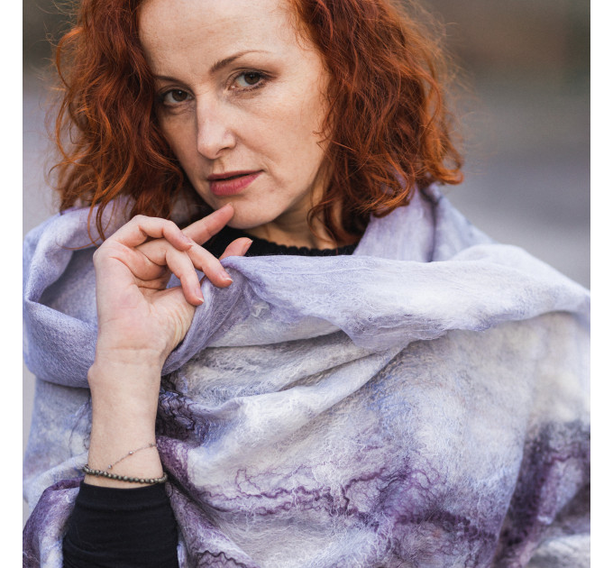 Lilac Marble Nuno Felted Shawl