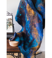 Cobalt and Clay Nuno Felted Shawl