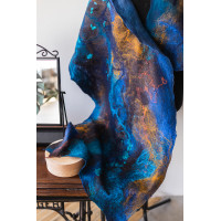 Cobalt and Clay Nuno Felted Shawl