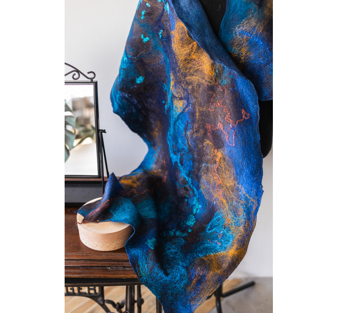 Cobalt and Clay Nuno Felted Shawl