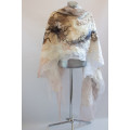 Elegant nuno felted shawl with silk – lightweight merino wool scarf in soft natural colors
