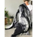 Wool cape, silk scarf, textured shawl with curls