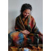 Large wool shawl in autumn colors