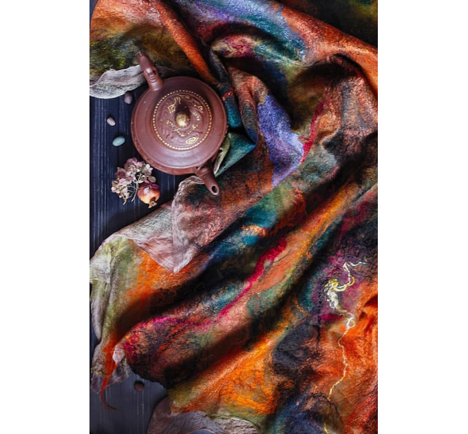 Large wool shawl in autumn colors