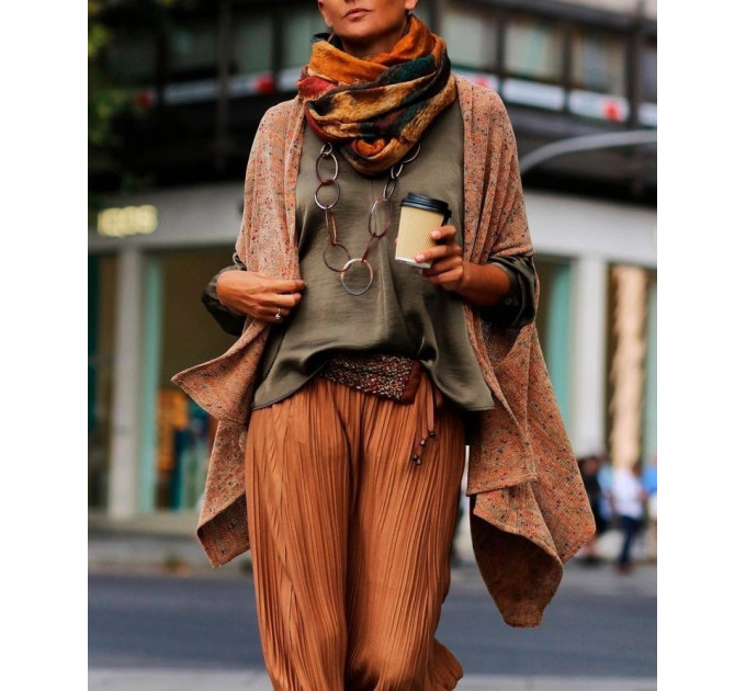 Large wool shawl in autumn colors