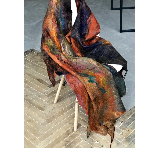 Large wool shawl in autumn colors