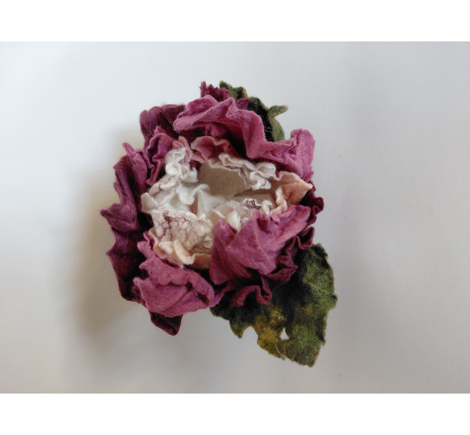 Handmade Felt Peony Brooch