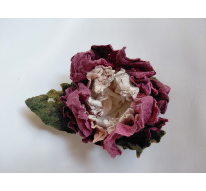 Handmade Felt Peony Brooch
