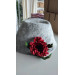 Large red wool poppy brooch
