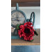 Large red wool poppy brooch