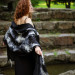 Black and Ivory Nuno Felted Shawl
