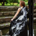 Black and Ivory Nuno Felted Shawl