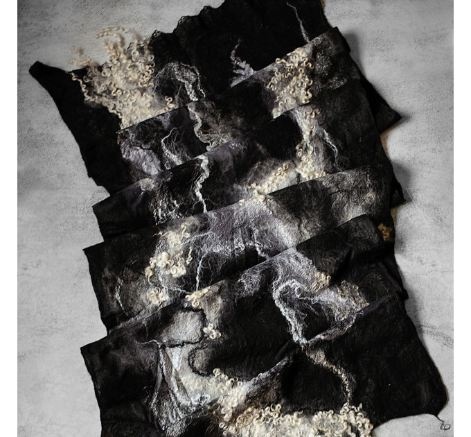 Black and Ivory Nuno Felted Shawl