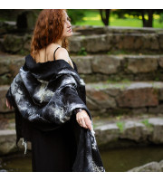 Black and White Nuno Felted Shawl