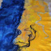 Blue and Gold Nuno Felted Shawl
