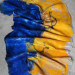 Blue and Gold Nuno Felted Shawl