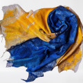 Blue and Gold Nuno Felted Shawl