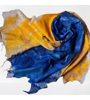 Blue and Gold Nuno Felted Shawl