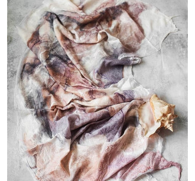 Blush Shell Nuno Felted Shawl