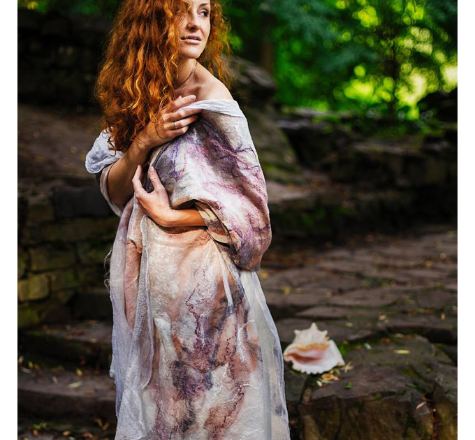 Blush Shell Nuno Felted Shawl