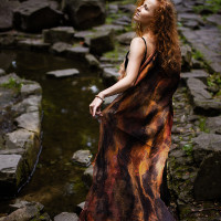 Bronze Earth Nuno Felted Shawl
