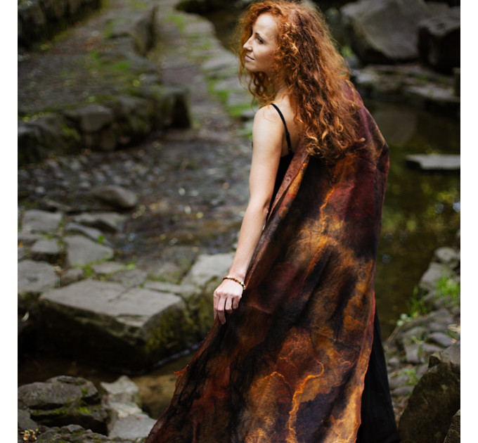 Bronze Earth Nuno Felted Shawl