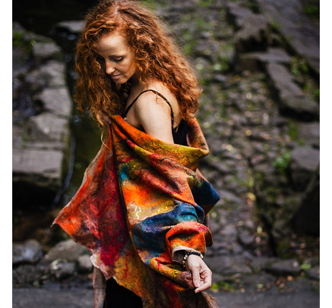 Carnival Nuno Felted Shawl