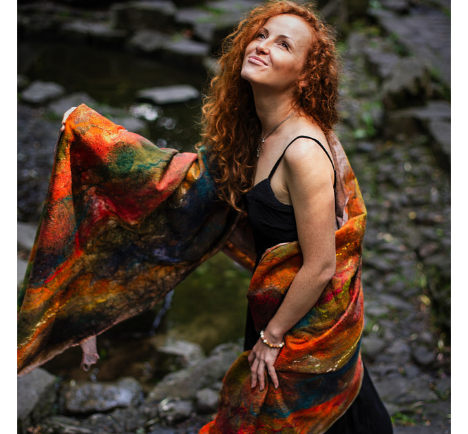 Carnival Nuno Felted Shawl