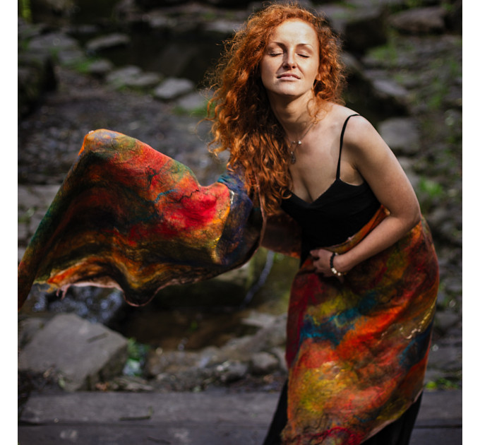 Carnival Nuno Felted Shawl