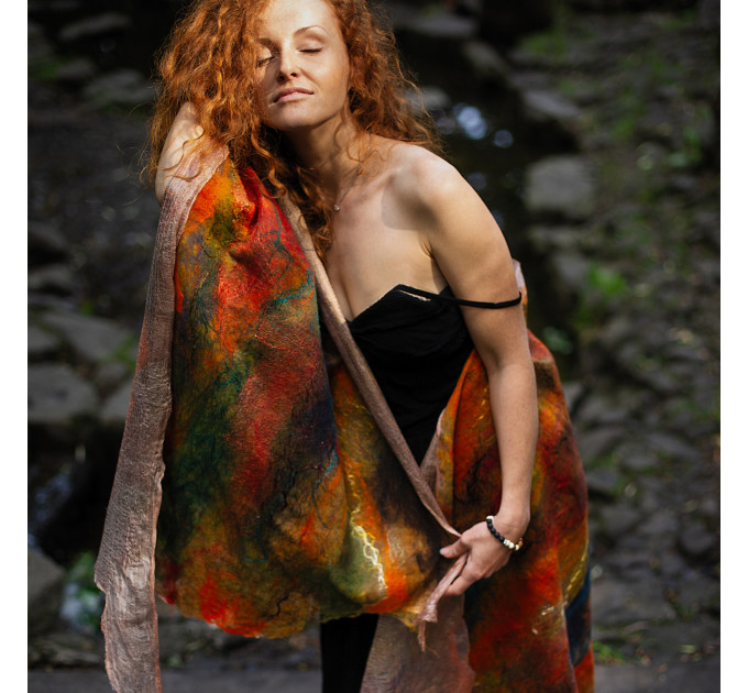 Carnival Nuno Felted Shawl