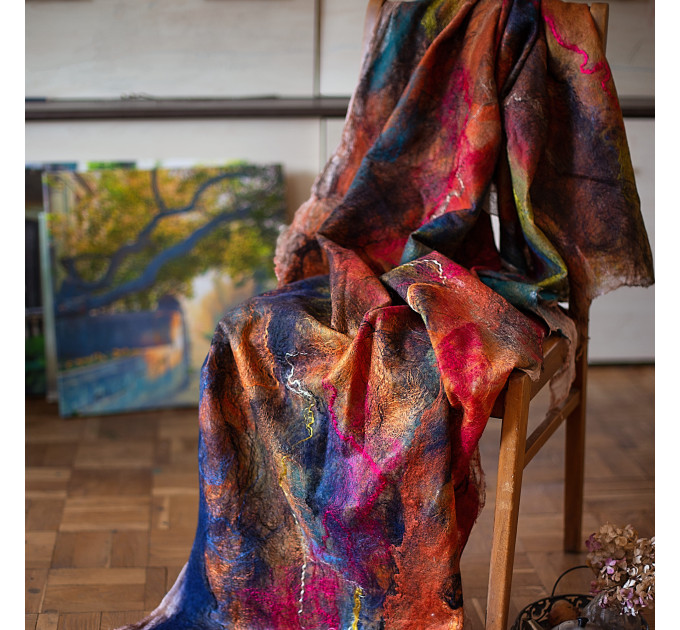 Carnival Nuno Felted Shawl