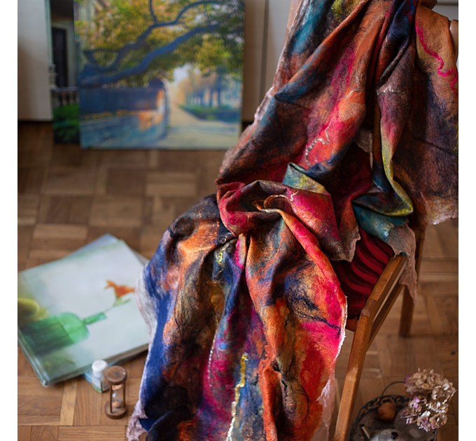 Carnival Nuno Felted Shawl
