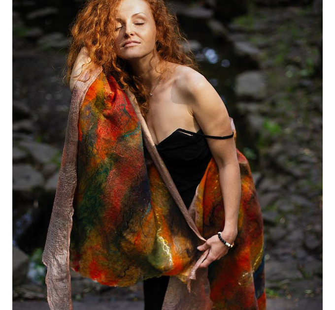 Carnival Nuno Felted Shawl