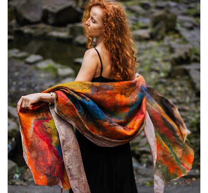 Carnival Nuno Felted Shawl