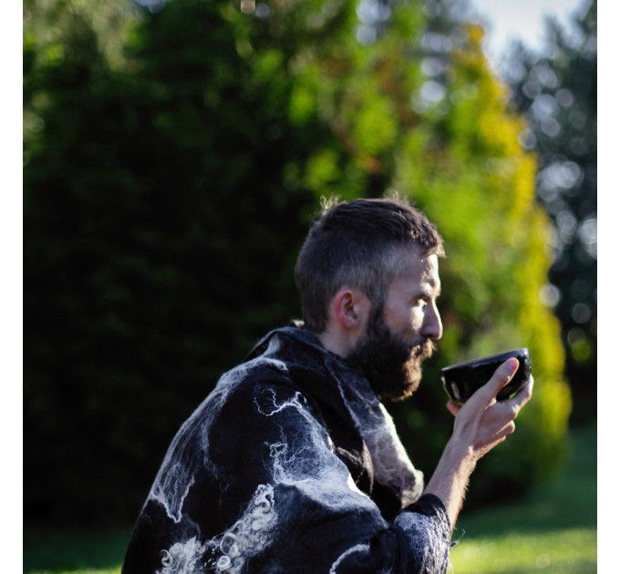 Charcoal and Snow Nuno Felted Shawl