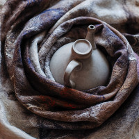 Chocolate Rose Nuno Felted Shawl
