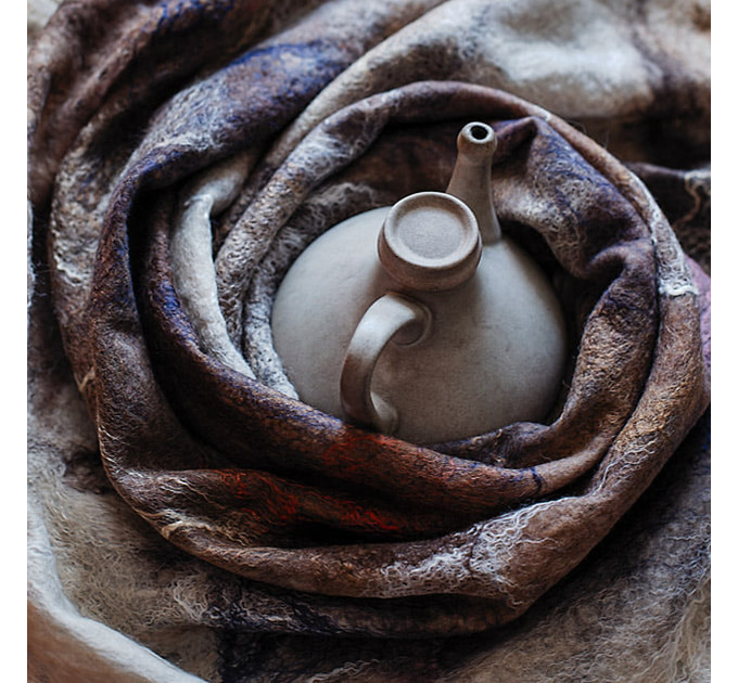 Chocolate Rose Nuno Felted Shawl