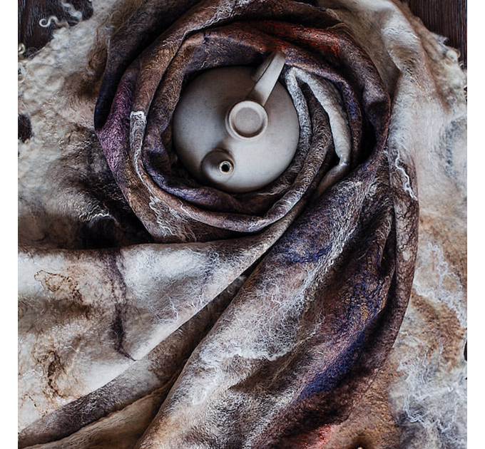 Chocolate Rose Nuno Felted Shawl