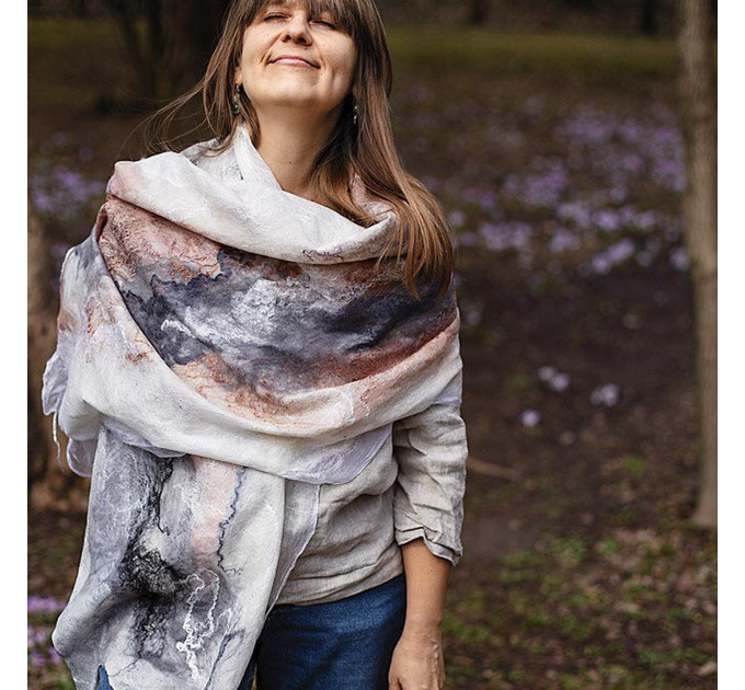 Chocolate Rose Nuno Felted Shawl